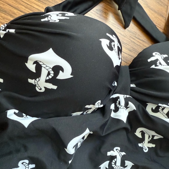 NIB - Belsira 1950's Adeline Anchor Swimsuit in Black - Picture 7 of 11